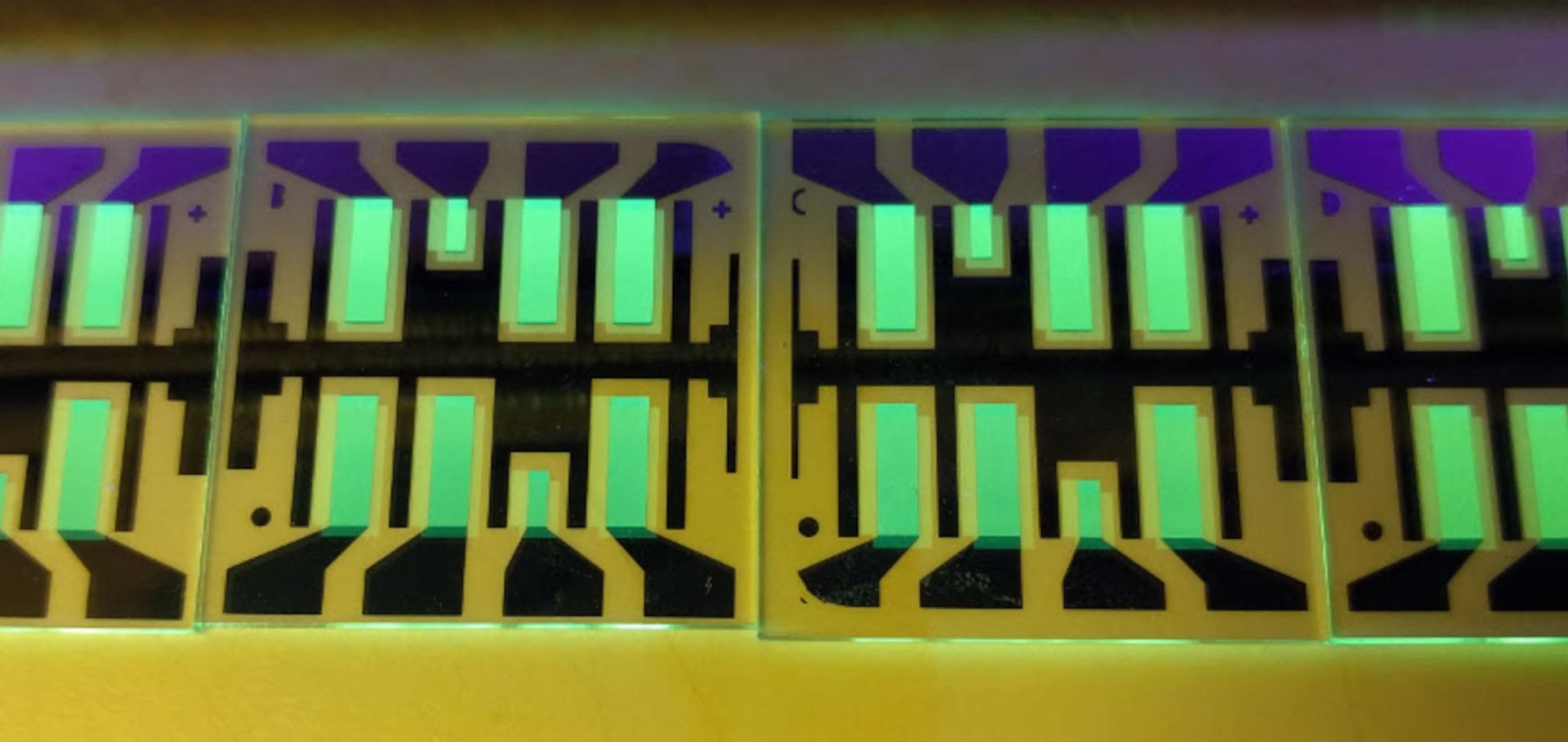 One of the substrate layouts for our organic solar cells