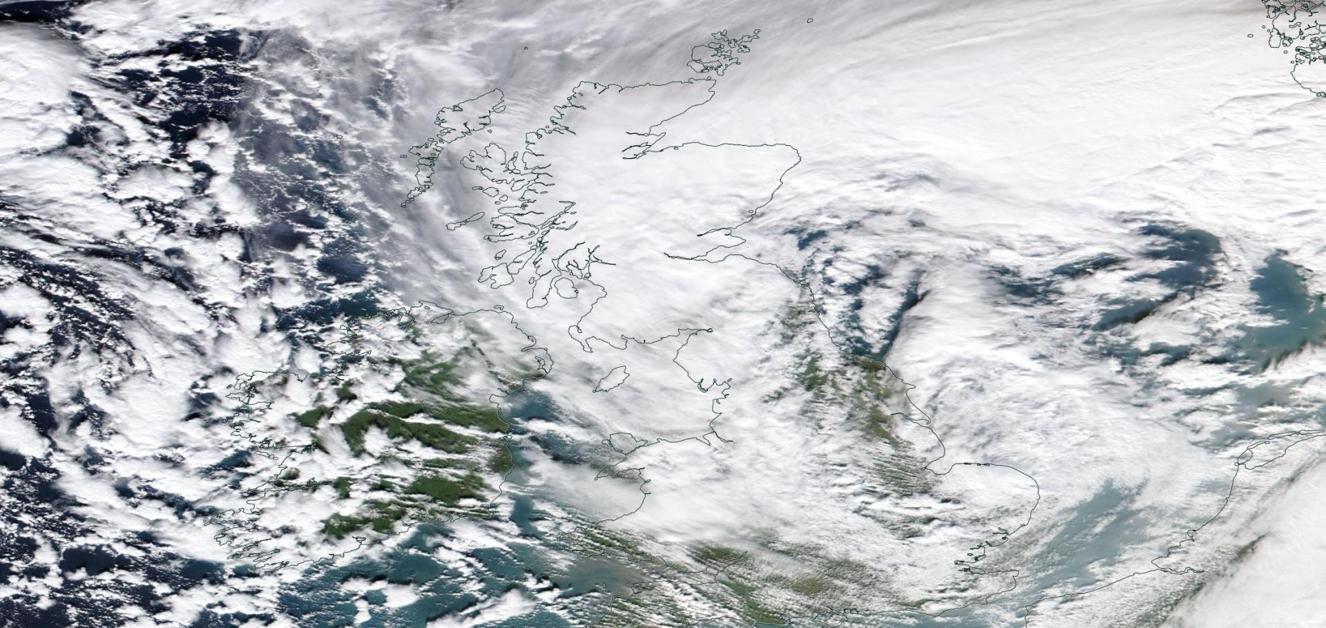 Satellite image of storm Eunice over the UK