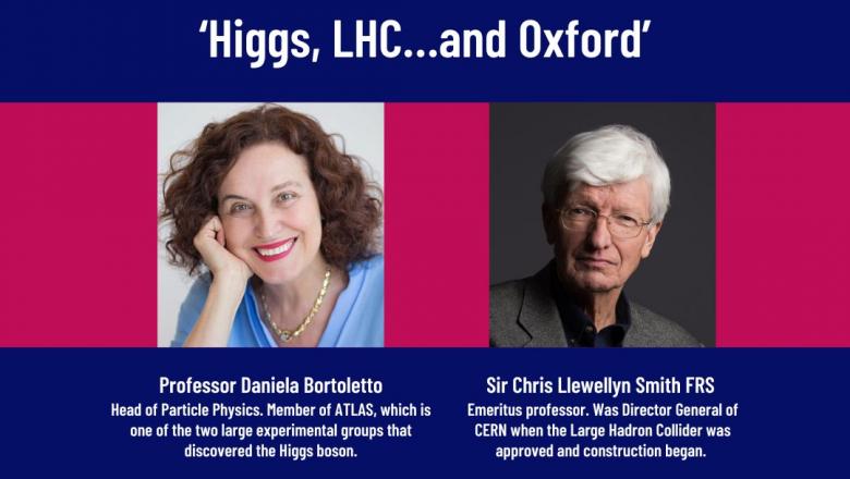 Portrait images of Professor Daniela Bortoletto and Professor Sir Christopher Llewellyn Smith