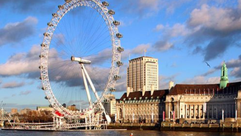 An image of London Southbank with the London Eye in central view