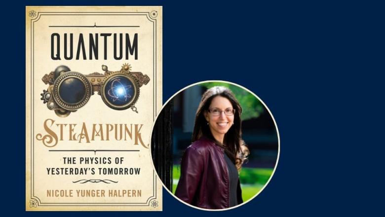 Image shows the cover of the speaker's latest book and her portrait image.