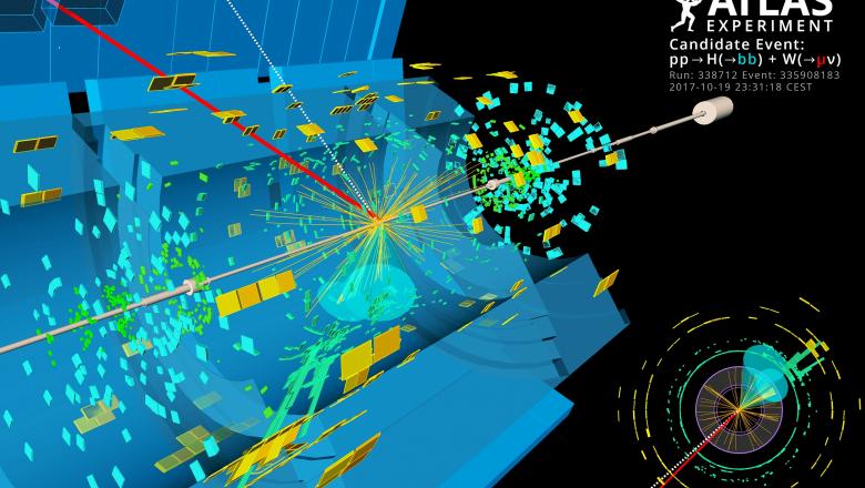 An image copyright CERN illustrating a collision of particles at the ATLAS experiment/CERN. 