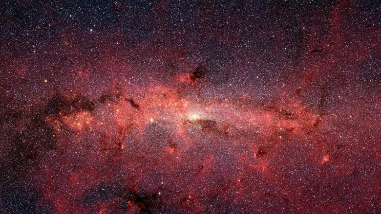 This composite color infrared image shows the center of our galaxy