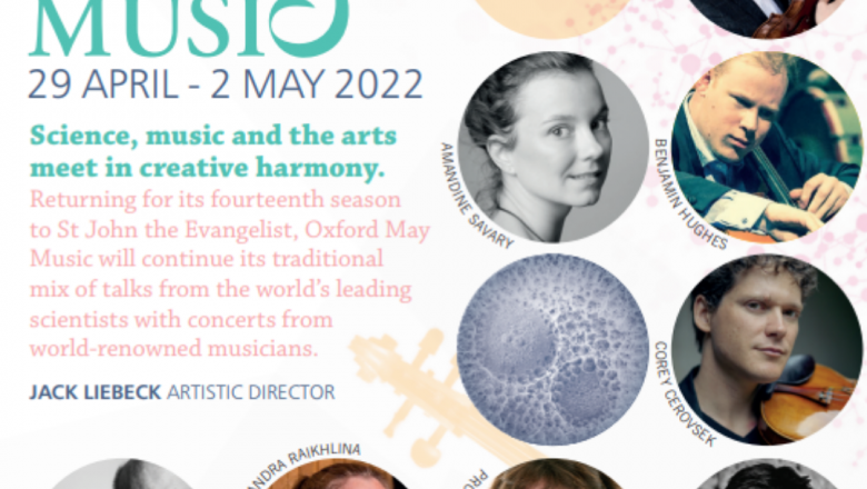 Poster section showing dates and images of some of the speakers and performers.