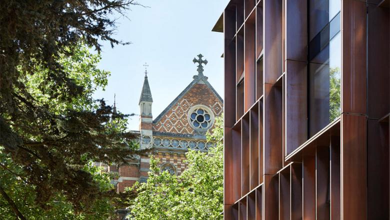 View of Beecroft and Keble College from Martin Wood Lecture Theatre
