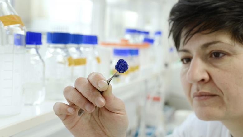 Woman with test tube