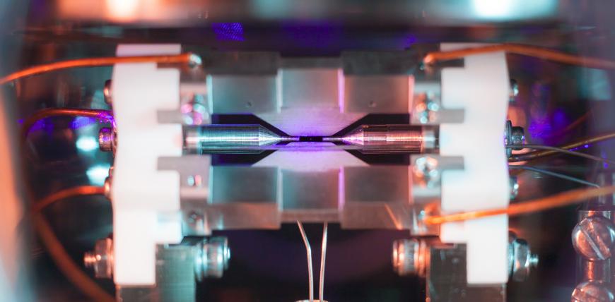 A single strontium ion in a trap.