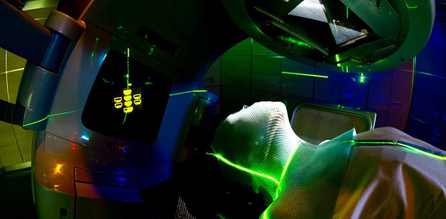 A patient undergoing radiotherapy treatment at the Genolier clinic