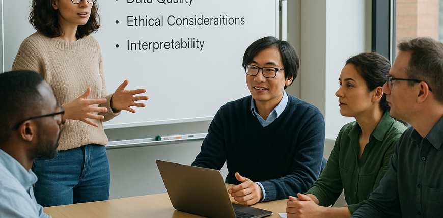 People sitting round a table with laptops