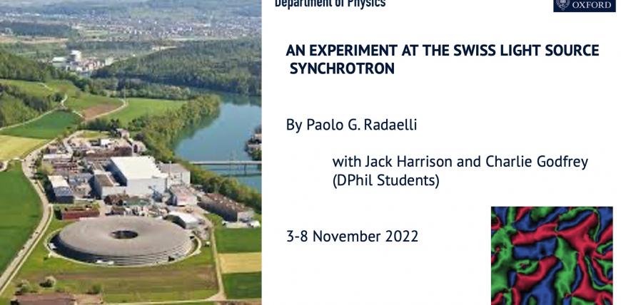 AN EXPERIMENT AT THE SWISS LIGHT SOURCE SYNCHROTRON