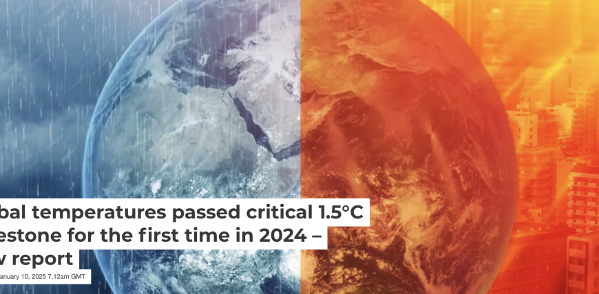 Global temperatures passed critical 1.5°C milestone for the first time in 2024 – new report